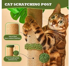 해먹으로 포스트를 긁는 고양이 - 침대가 있는 고양이 스크래쳐 타워 고양이 나무 침대 및 사이잘삼 밧줄이 있는 가구 실내용 고양이 새끼 고양이를 위한 교수형 공 장난감