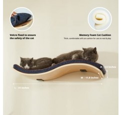 2단식 LIORCE 고양이 벽 선반 - 웨이브 고양이 선반 및 벽걸이용 횃대 - 수면, 놀기, 기어오르기 및 휴식을 위한 벽걸이형 고양이 가구