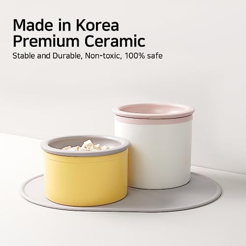 BOWLBOWL 작은 개를 위한 높은 고양이 개 그릇, 6.5인치 넓은 고양이 먹이 그릇 수염 친화적, 실내 고양이를 위한 구토 방지 고양이 그릇, 흘리지 않는 개 그릇, 한국산!