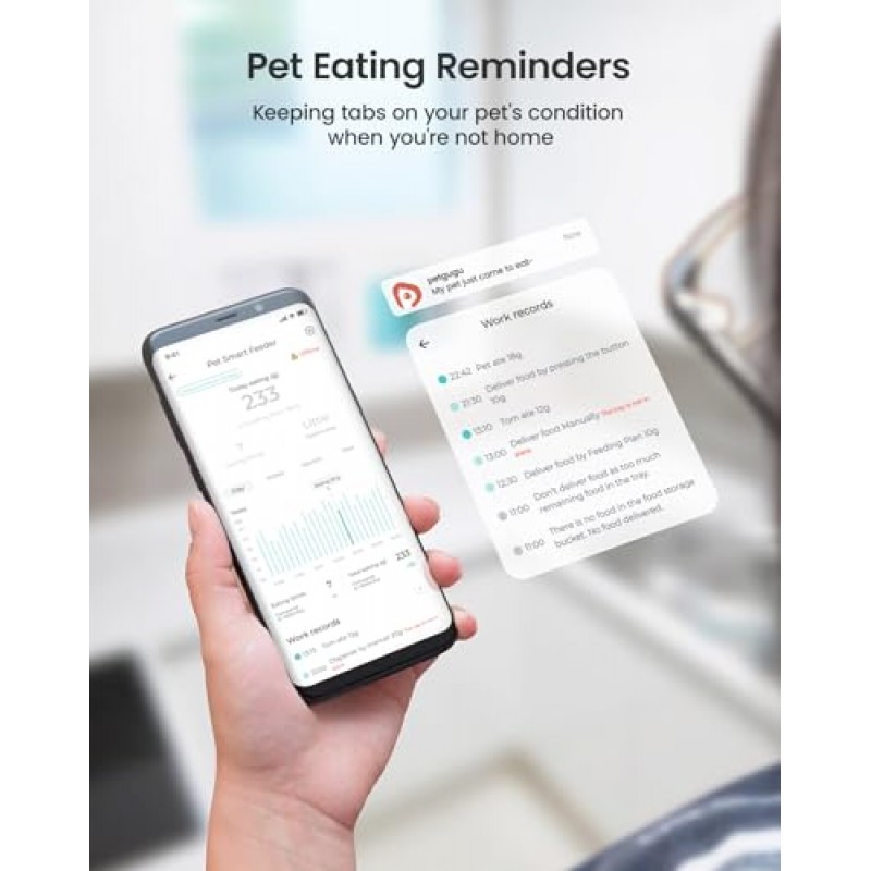 Petgugu 자동 고양이 급식기, 앱 제어 및 비디오 음성 대화 기능을 갖춘 스마트 타이밍 애완 동물 급식기, 청소용 분리 가능 고양이, 개, 여러 애완 동물을 위한 고양이 사료 디스펜서