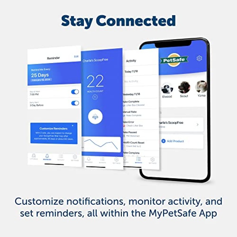 PetSafe ScoopFree 스마트 자가 청소 고양이 쓰레기 상자 - WiFi 및 앱 지원 - 일회용 크리스탈 트레이를 사용한 핸즈프리 청소 - 추적 감소, 회색