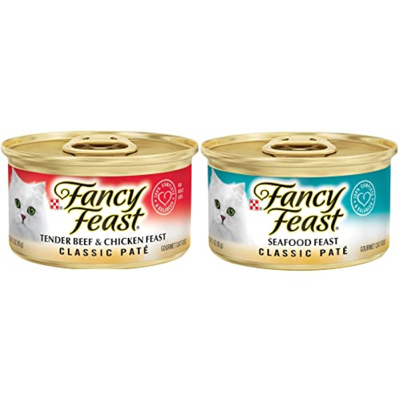 Fancy Feast Gourmet Wet Cat Food Classic Pate Feasts, 24캔(버라이어티 번들)