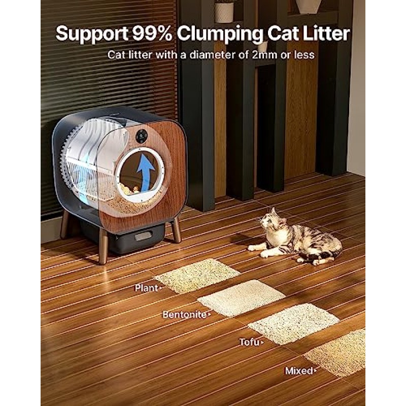 PAWBBY 자가 청소 고양이 화장실, 다중 고양이용 자동 고양이 화장실, 10중 안전 보호/냄새 제거/APP 제어 매트 및 라이너가 포함된 스마트 대형 화장실