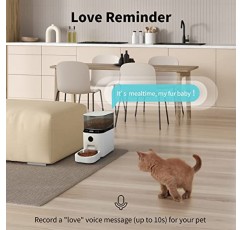 Vinticc 자동 시간 제한, 고양이와 개를 위한 애완동물 건조 식품 디스펜서, 앱 제어 기능이 있는 WiFi 고양이 급식기, 20인분, 하루 1-6끼 식사, 최대 10초 식사 호출