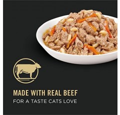 Purina Pro Plan 고단백 고양이 사료 습식 그레이비, 쇠고기, 당근, 쌀 앙트레 - (24) 3 oz. 풀탑 캔