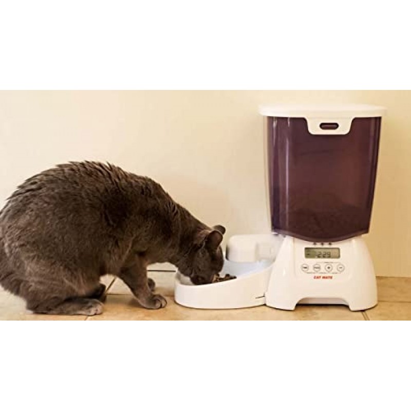 Cat Mate C3000 자동 건조 식품 3끼 급식기, 고양이와 소형견을 위한 BPA 없음