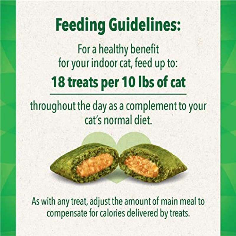 FELINE GREENIES SMARTBITES 건강한 실내 고양이를 위한 천연 간식, 치킨 맛, 4.6 온스 파우치 (10팩)
