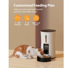 Petory 자동 고양이 먹이통 - 건조 식품용 4L 시간 제한 고양이 먹이통 내장 배터리 최대 6끼 식사(건조제 가방 포함) 지원 듀얼 전원 10S 레코더