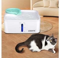 SIBAYS 230OZ 7L 1.8GAL 고양이 물 분수 필터, 5 레이어 필터, LED 물 알림이있는 고양이 분수 내부 고양이를위한 애완 동물 분수
