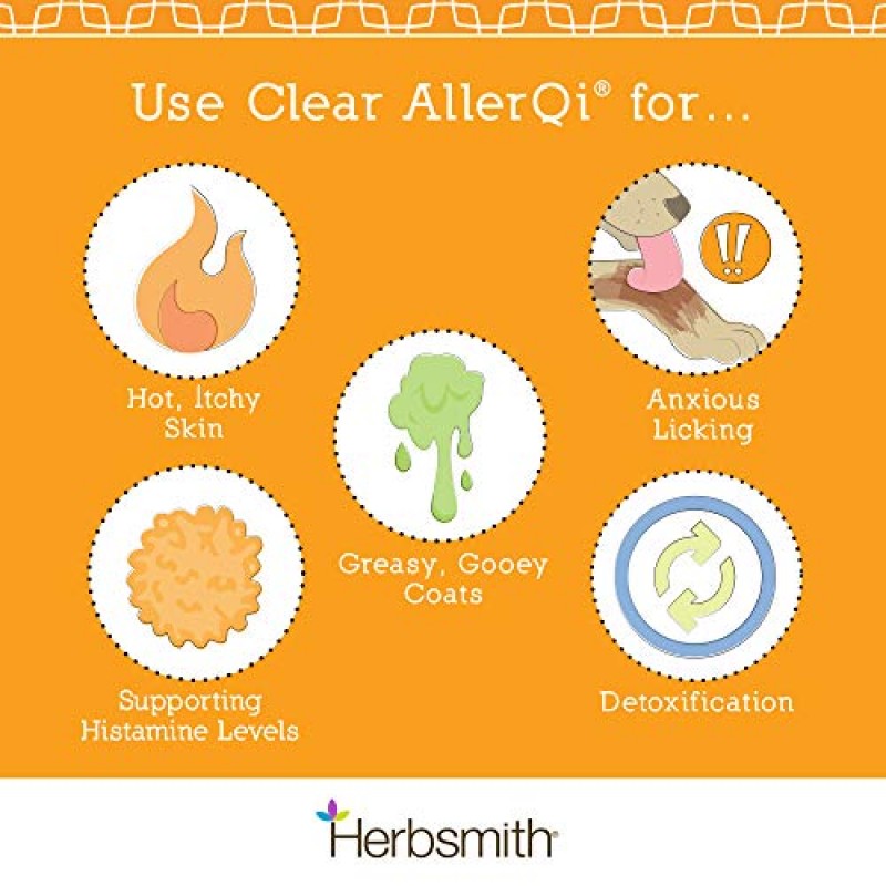 Herbsmith Clear AllerQi – 고양이와 개를 위한 알레르기 보조제 – 애완동물 알레르기 지원 – 개와 고양이를 위한 가려움증 약 – 150g 분말