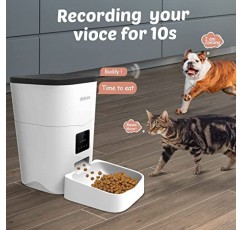 Dokoo 자동 고양이 급식기, 부분 제어 및 타이머 설정 기능이 있는 앱 제어 스마트 애완동물 사료 디스펜서, 자동 개 급식기 1-10끼 식사, 음성 녹음, 중소형 애완동물, BPA 프리, 2.4G Wi-Fi 전용, 3L/13컵