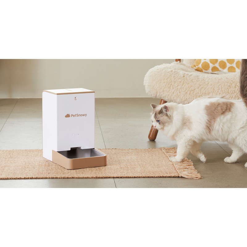 PetSnowy Snow+ 자동 고양이 급식기, Wi-Fi 지원 자동 고양이 사료 디스펜서(APP 제어 포함), 4L 자동 개 급식기(듀얼 전원 공급 장치 포함), 하루 1~10끼