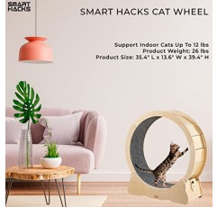 스마트 꿀팁 고양이 바퀴, 고양이 운동용 바퀴, 실내 고양이용 고양이 바퀴, 고양이 런닝머신, 고양이 런닝 휠, 대형 고양이용 견고하고 조용한 39.4인치 H(목재)