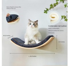 2단계 LIORCE 고양이 벽 선반 - 곡선형 고양이 선반 및 벽용 횃대(대형) - 수면, 놀기, 기어오르기 및 휴식을 위한 벽걸이형 고양이 가구
