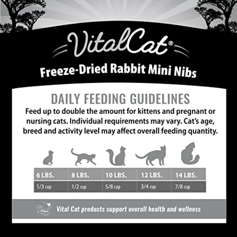 Vital Essentials Vital Cat 동결 건조 곡물이 들어있지 않은 토끼 미니 펜촉 고양이 사료, 12 oz.