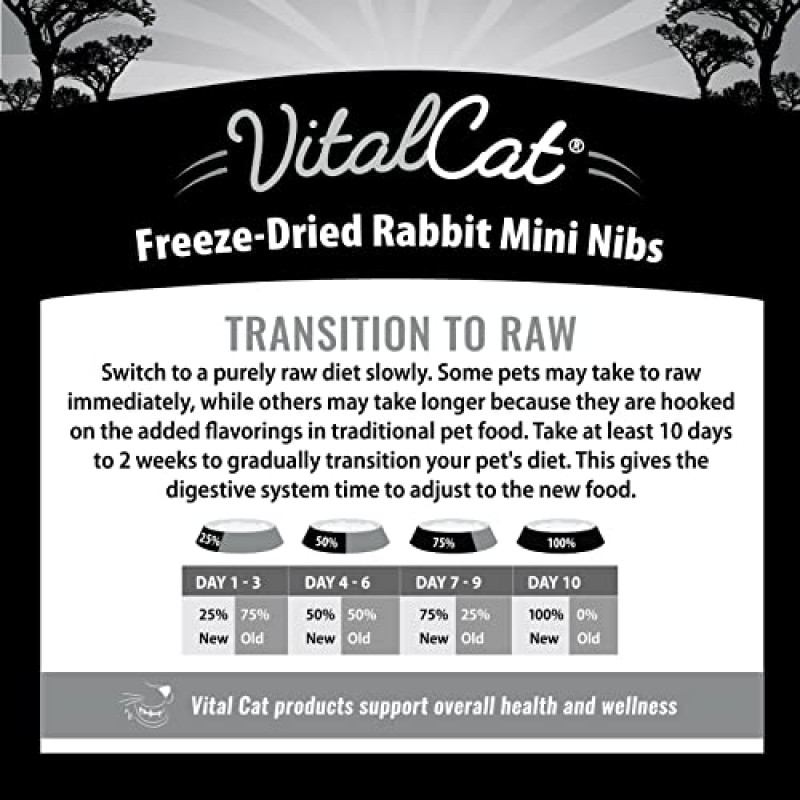 Vital Essentials Vital Cat 동결 건조 곡물이 들어있지 않은 토끼 미니 펜촉 고양이 사료, 12 oz.