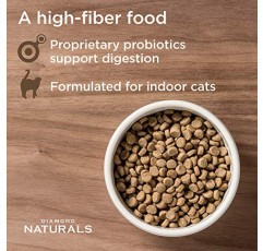 Diamond Naturals 프리미엄 리얼 고기 레시피 건강한 면역 및 소화 시스템을 지원하는 케이지 프리 닭고기의 단백질, 항산화제, 프로바이오틱스를 함유한 건식 실내 고양이 사료 18lb