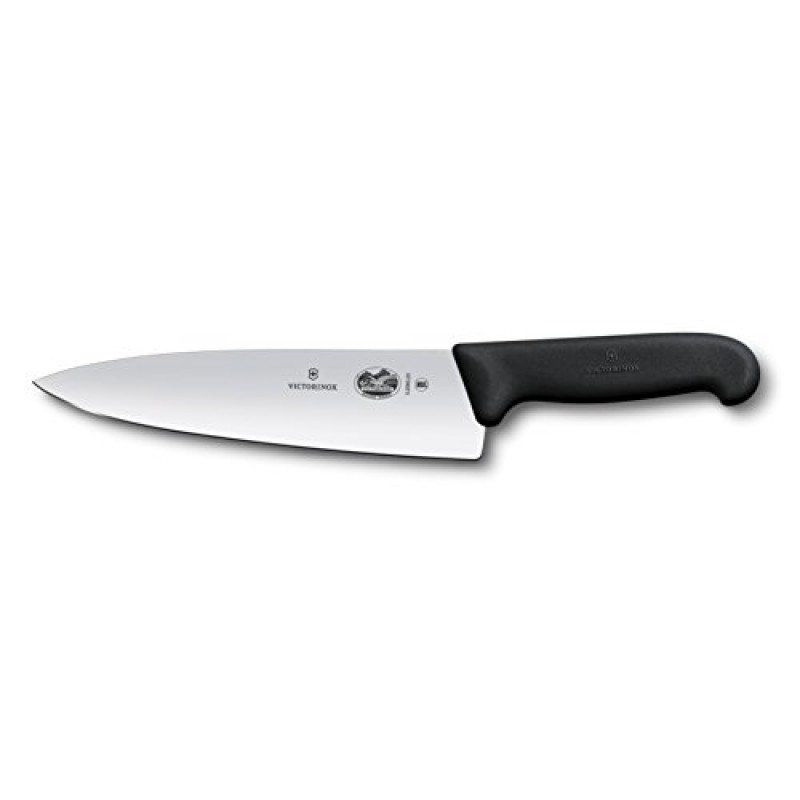 Victorinox 스위스군 5.2063.20-X4 Fibrox 스트레이트 셰프 나이프 블랙 8인치