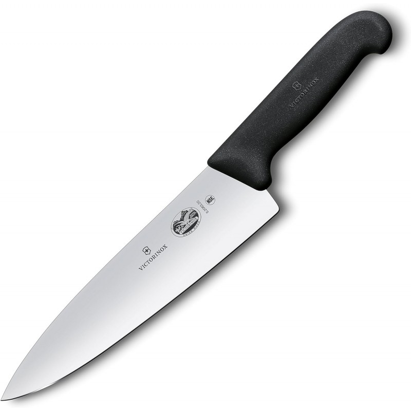 Victorinox 스위스군 5.2063.20-X4 Fibrox 스트레이트 셰프 나이프 블랙 8인치