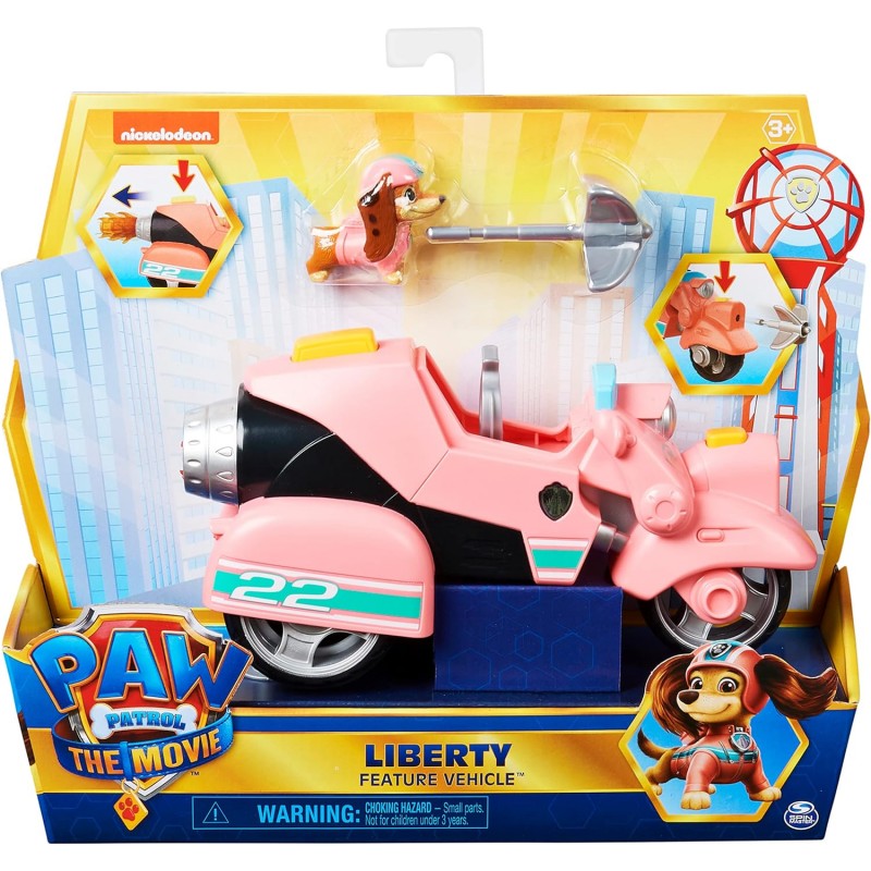 Paw Patrol 액션 피규어가 포함된 리버티의 영화 장난감 자동차 - 3세 이상 어린이 핑크