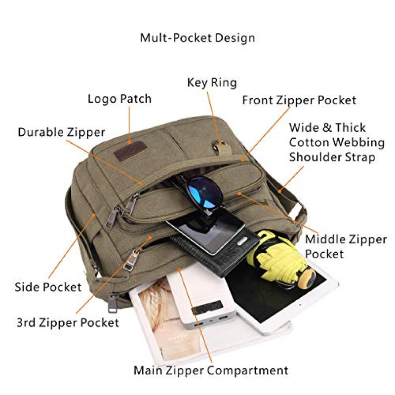 캔버스 숄더 메신저 백, 13인치 노트북 가방