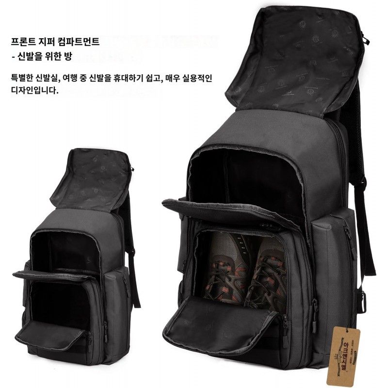 ArcEnCiel 40L 전술 배낭 군용 신발 가방 데이팩 어썰트 팩 -레인 커버 포함 블랙