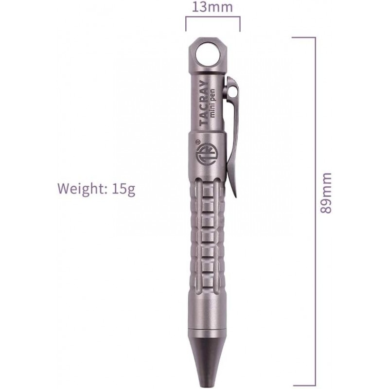 TACRAY 티타늄 볼트 액션 미니 펜, 포켓 사이즈 EDC 미니 키체인 펜