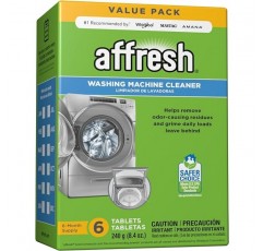 Afresh 세탁기 세척제, 6개월분, HE를 포함한 전면 투입 및 상단 투입 세탁기 청소