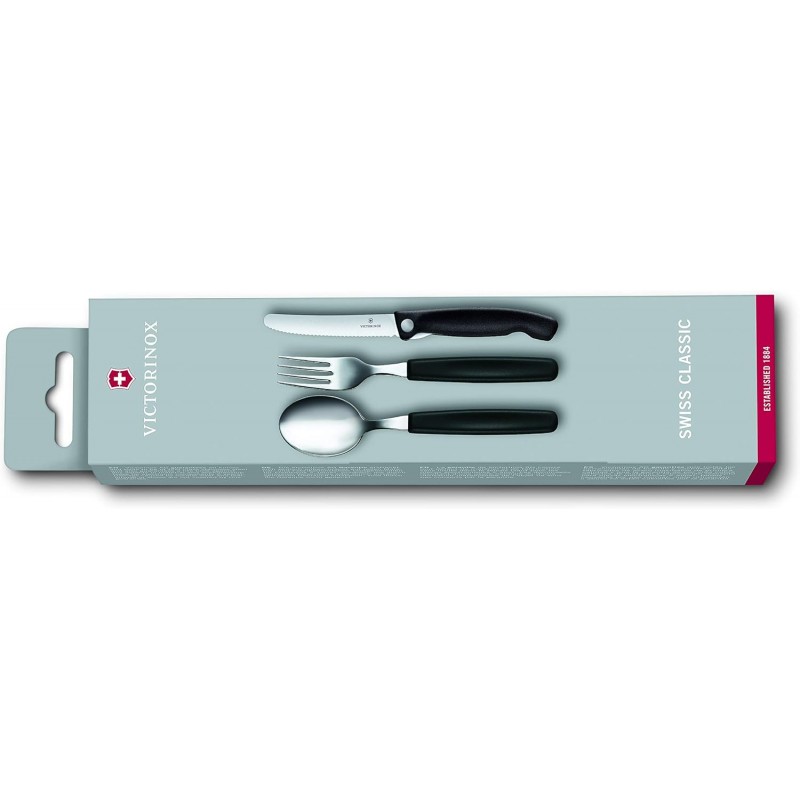 Victorinox Swiss Classic 페어링 나이프, 포크 및 스푼 세트 블랙 3개