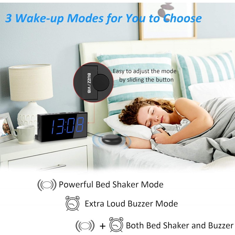 침대 셰이커가 포함된 매우 시끄러운 알람 시계, 장-애인을 위한 진동 알람 시계
