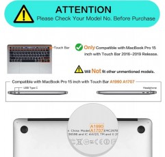 MacBook Pro 15 인치 2019 2018 2017 2016 A1990/A1707과 호환되는 MOSISO 하드 쉘, MacBook Pro 15 Touch Bar와 호환되는 케이스 및 키보드 보호기 및 화면 보호기 및 보관 가방, Crystal Clear
