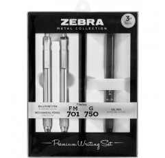 Zebra Pen G-750 접이식 젤 펜/ 연필 선물 세트, 프리미엄 금속 배럴 3개 팩