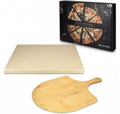 베이킹용 Navaris XL 피자 스톤 세트/ 대형 목재 피자 필 보드