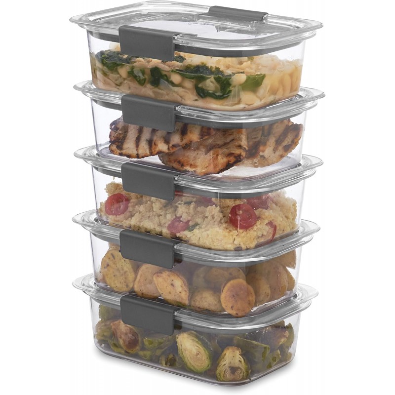 Rubbermaid Brilliance BPA 무함유 밀폐형 식품 저장 용기 뚜껑 포함- 5개 세트