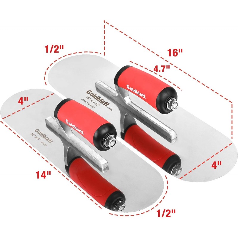 Goldblatt 2피스 풀 흙손 스테인레스 스틸, 부드러운 그립 손잡이 포함