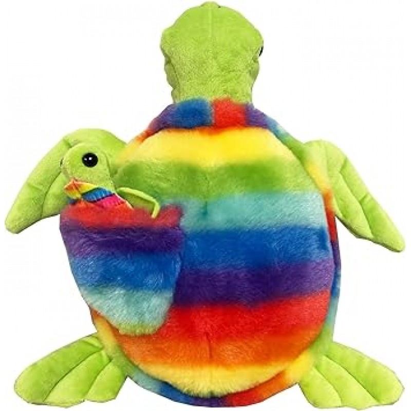 무지개 바다거북 박제 동물 – 18인치 거북이 인형과 아기 바다거북