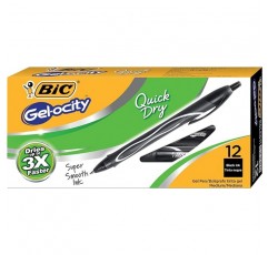 BIC 젤오시티 퀵 드라이 블랙 젤 펜, 미디엄 포인트(0.7mm), 12개 팩