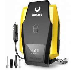 VacLife 타이어 팽창기 휴대용 공기 압축기 - 자동차 타이어용 공기 펌프 옐로우(VL701)