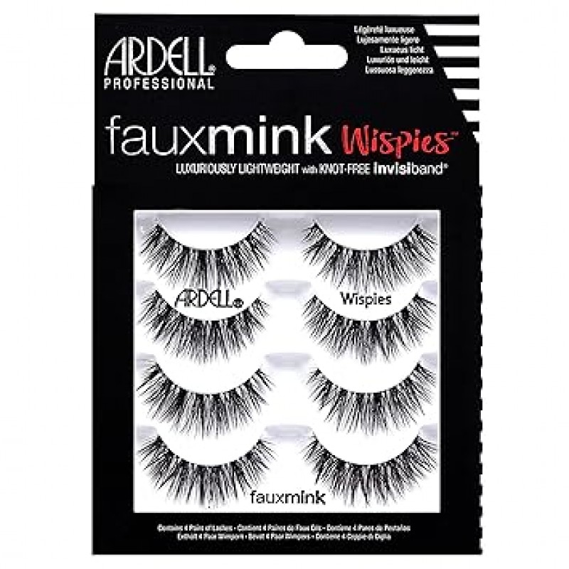 Ardell False Lashes Faux Mink Wispies 멀티팩, 1팩 x 4쌍