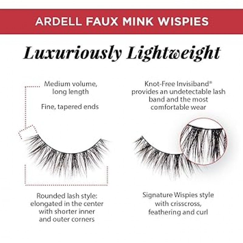 Ardell False Lashes Faux Mink Wispies 멀티팩, 1팩 x 4쌍