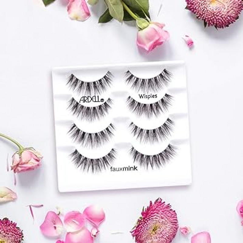 Ardell False Lashes Faux Mink Wispies 멀티팩, 1팩 x 4쌍