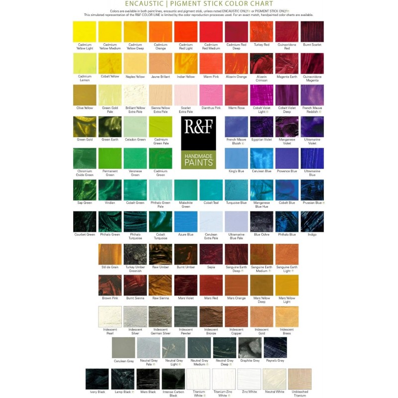 R&F 핸드메이드 페인트 2820 오일 안료 스틱 6가지 색상 유채색 톤 세트