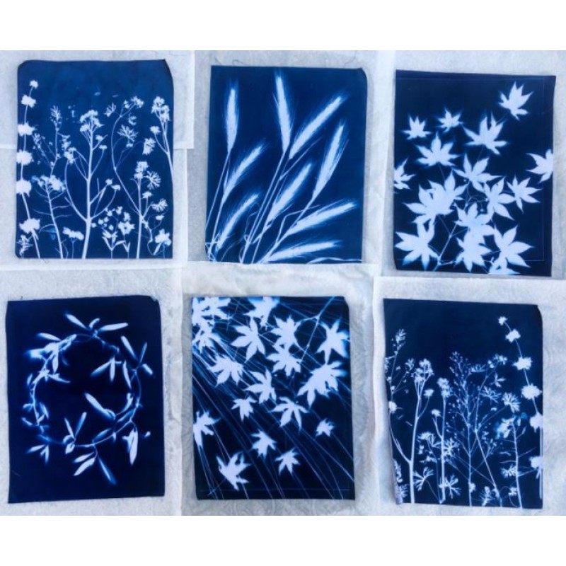 자카드- 시아노타입 전처리된 패브릭 시트 30팩 - 풍부한 블루 색상