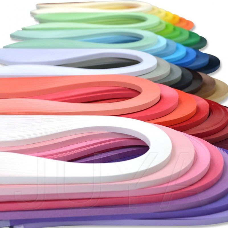 JUYA 단색 종이 퀼링 스트립 세트 42가지 색상 팩당 100개 스트립 (42가지 색상)