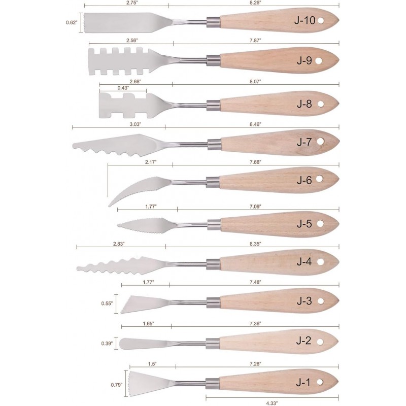 Togood 10pcs 예술가를위한 스테인레스 스틸 주걱 팔레트 나이프