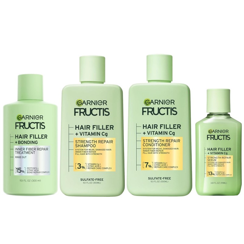 Garnier Fructis 헤어 필러 본딩 프리 샴푸+컨디셔너 4개 세트