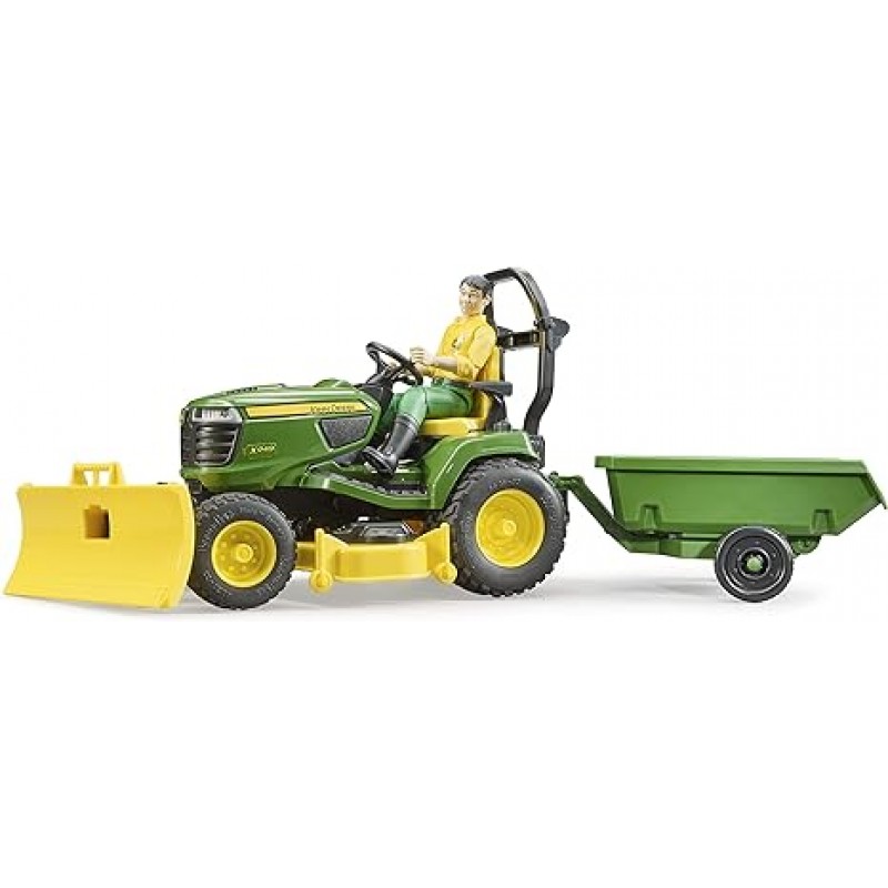 Bruder 09824 bworld John Deere 잔디 트랙터와 트레일러 및 정원사