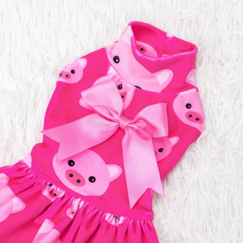 CuteBone 터틀넥 개 벨벳 드레스 핑크 돼지 강아지 스커트 의상