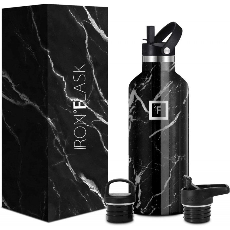 IRON FLASK 스포츠 물병 - 32온스 - 뚜껑 3개(좁은 밀짚 뚜껑)