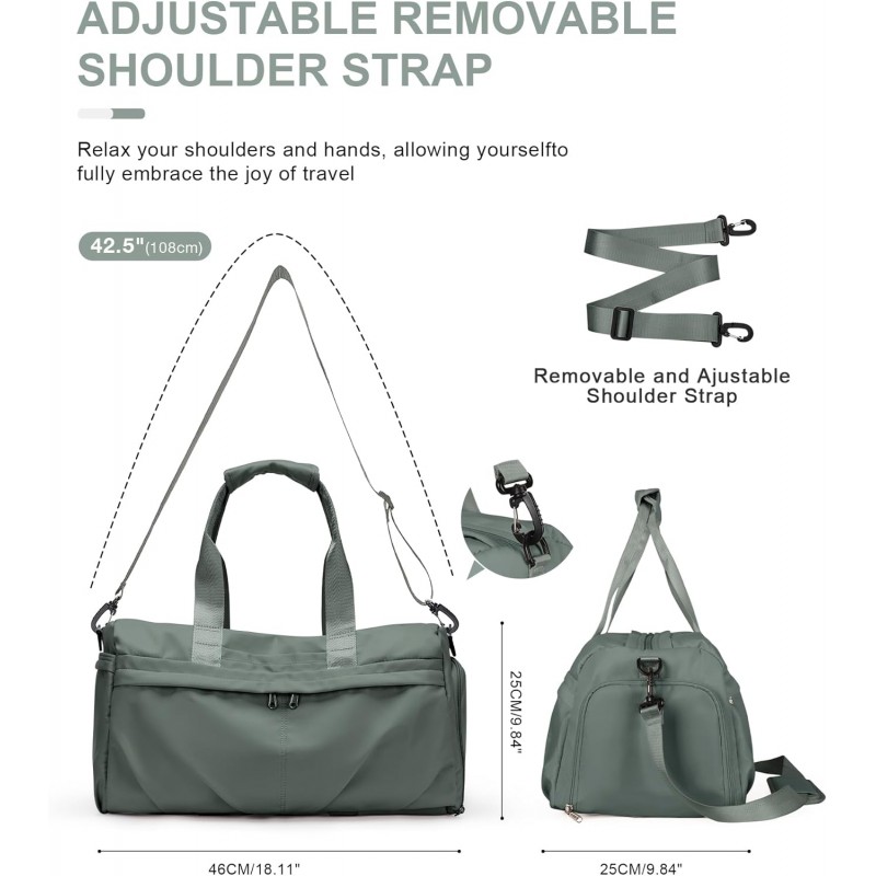 livbote 신발 칸이 있는 남성용 운동 가방, 스포츠 더플 백, 녹색